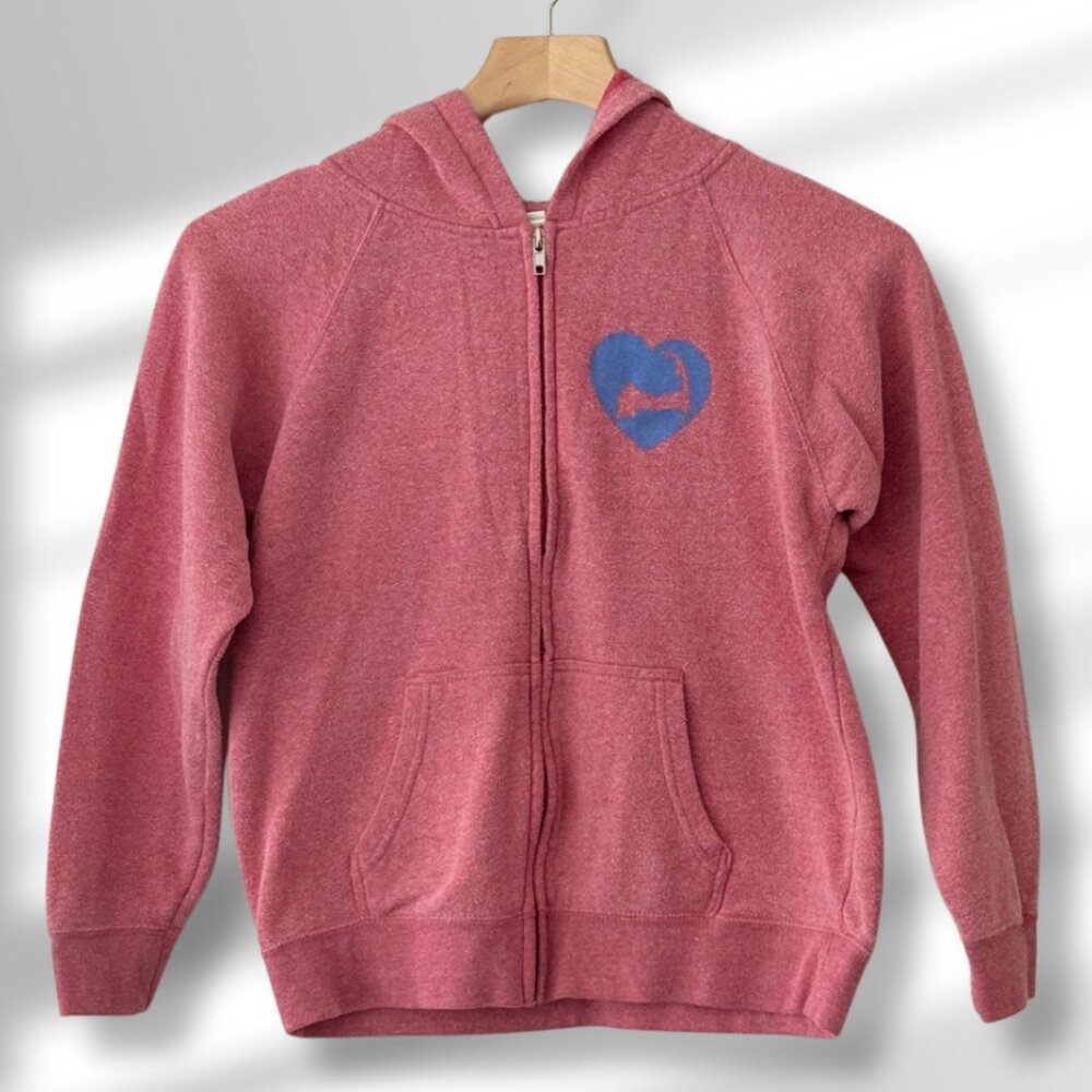 💗 Kids Cape Cod "Love" Zip-up Hoodie in Pink | Kids Size 12-14